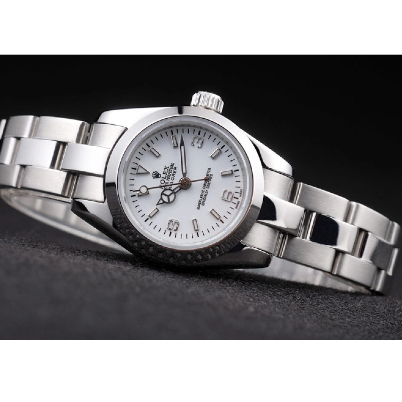Aaa replica Explorer Polished Steel Dial 98088 Rolex White Stainless 0816